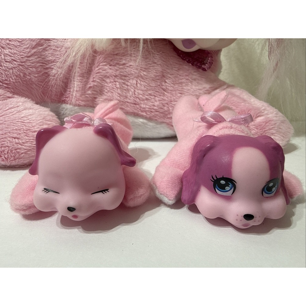 PUPPY SURPRISE Plush Toy Dog /puppies 2014 Pink White Sparkle Bow Stuffed Animal - Picture 4 of 13